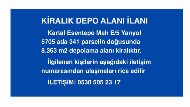 Kiralık Depo Alanı İlanı